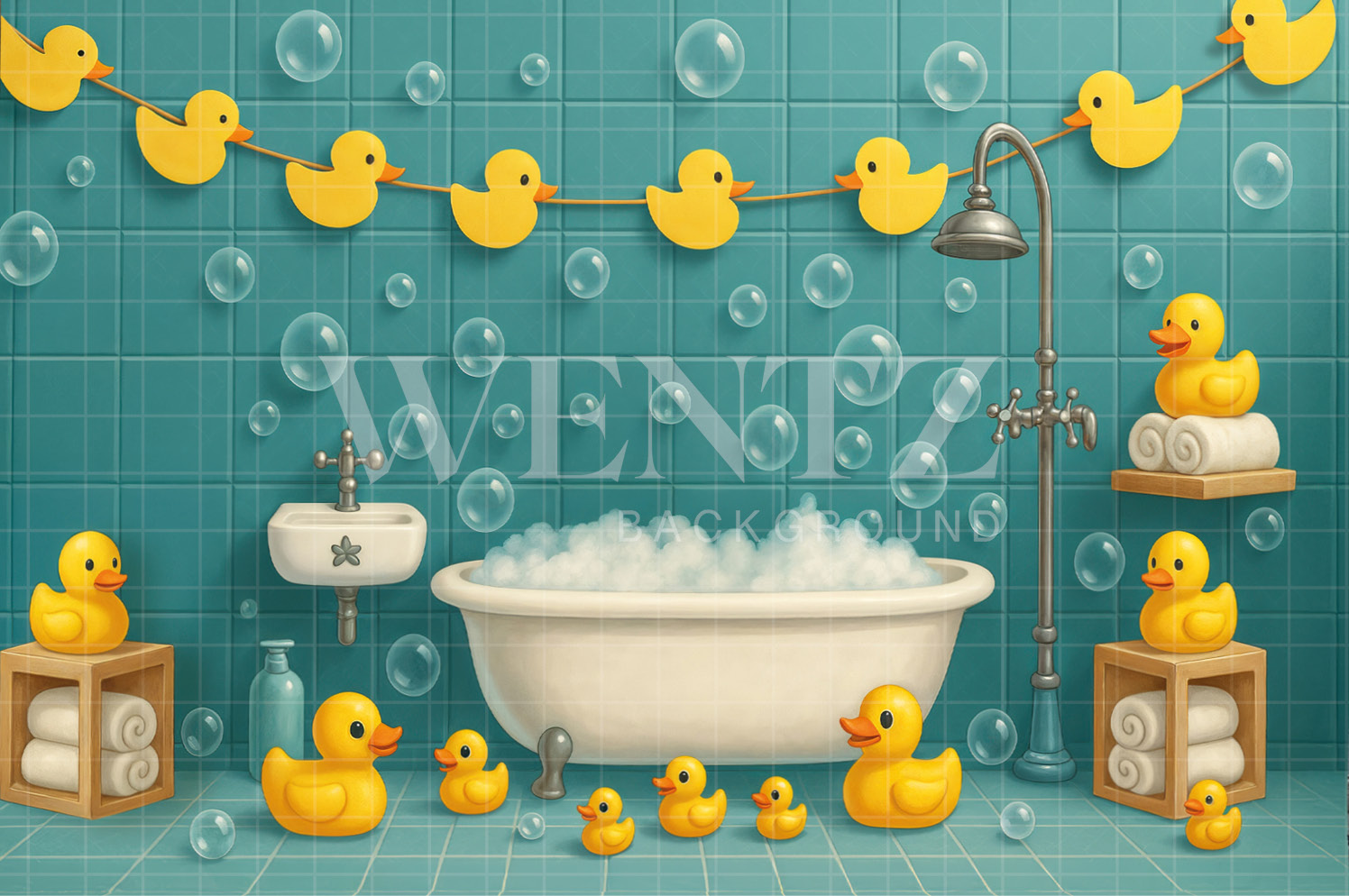 Fabric Photography Background Children's Day Bath Time / Backdrop 7780