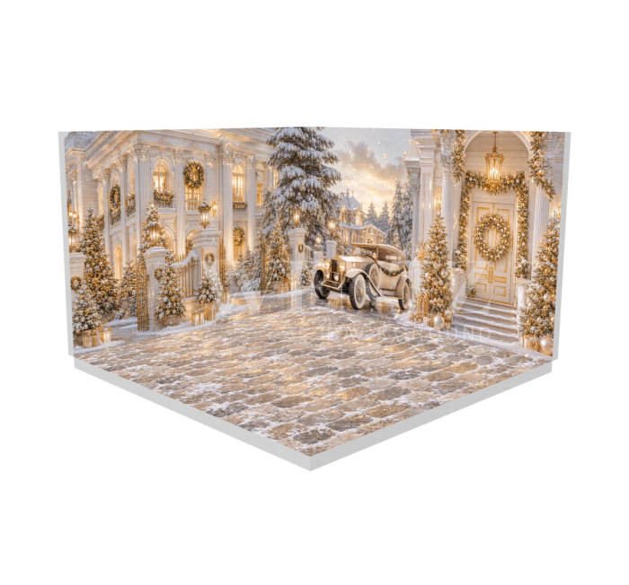 Fabric Photography Background Christmas Village Set 3D / WTZ204