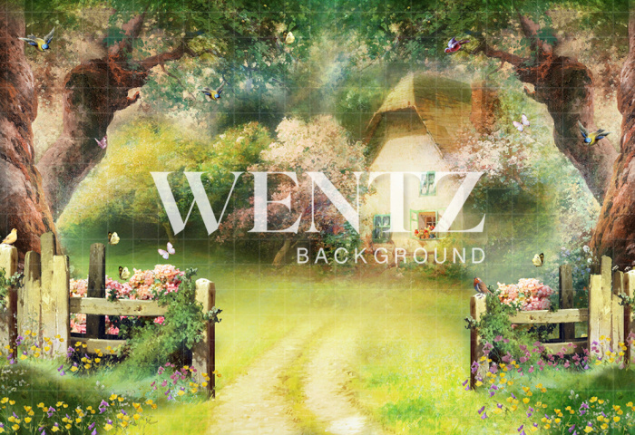 Fabric Photography Background Forest House / Backdrop 2407