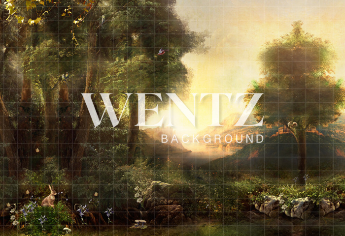 Fabric Photography Background Forest with Bunny / Backdrop 2408