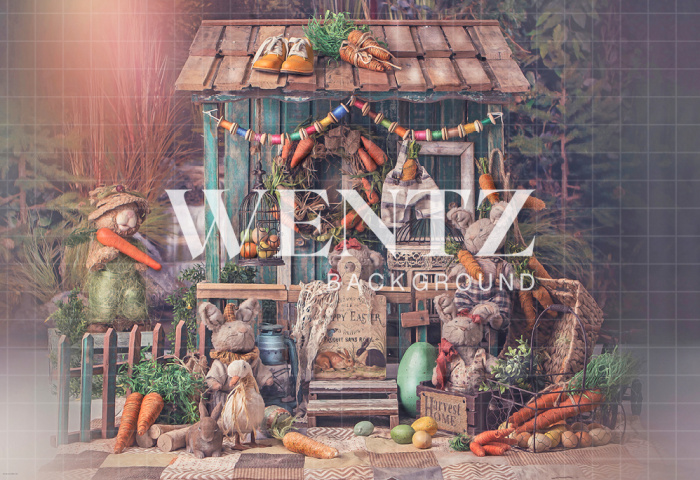 Fabric Photography Background Easter House / Backdrop 2414