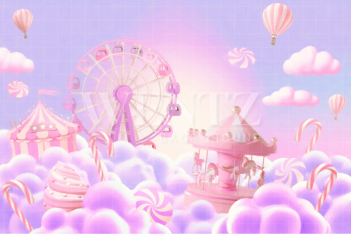 Fabric Photography Background Candy Amusement Park / Backdrop 2550