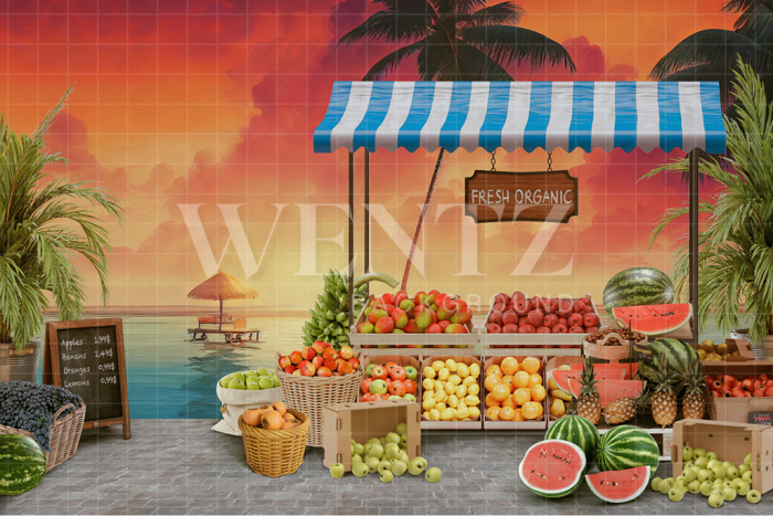 Fabric Photography Background Tropical Fruit Stand / Backdrop 2552