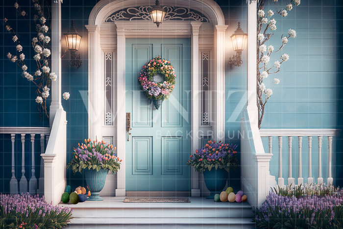 Fabric Photography Background Easter House Facade / Backdrop 2576