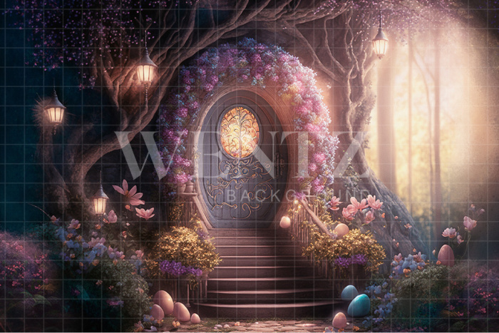 Fabric Photography Background Easter in the Forest House / Backdrop 2580