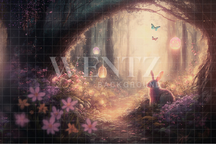 Fabric Photography Background Forest with Rabbit / Backdrop 2581