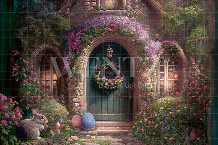 Fabric Photography Background Little Easter House / Backdrop 2582