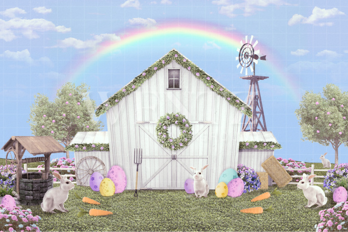 Fabric Photography Background Easter in the Farm / Backdrop 2588