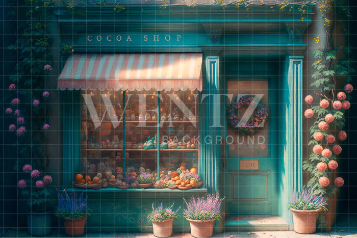 Fabric Photography Background Cocoa Shop / Backdrop 2591