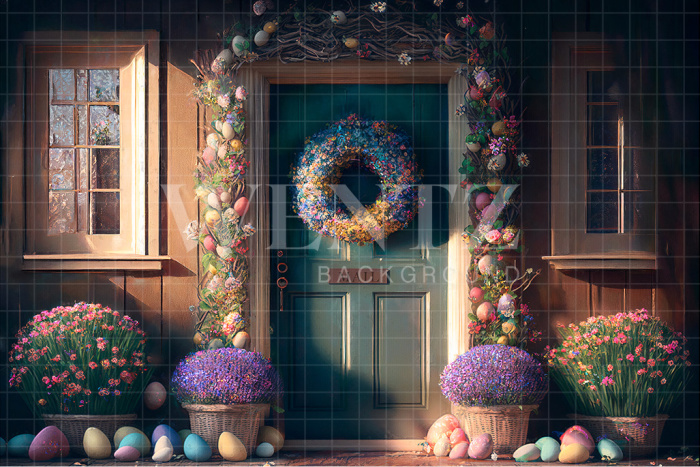 Fabric Photography Background Easter Egg House / Backdrop 2593