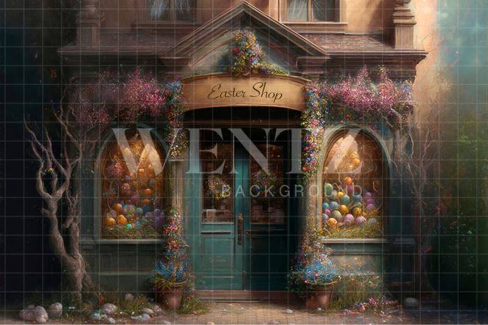 Fabric Photography Background Easter Egg Shop / Backdrop 2594