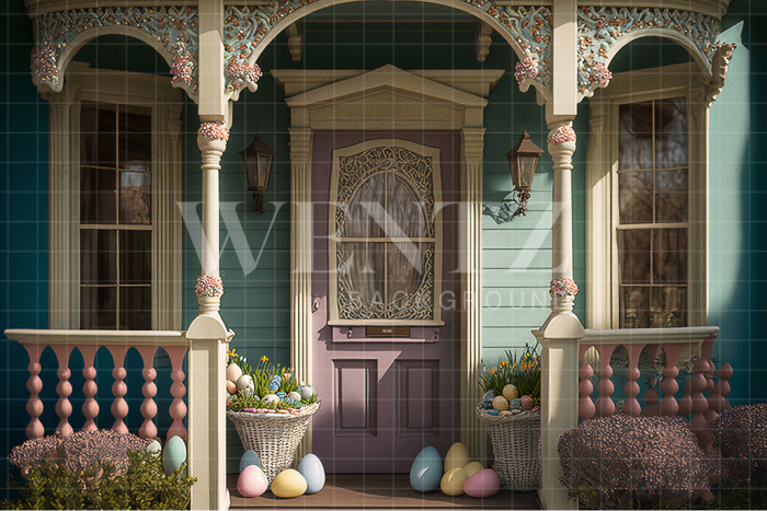 Fabric Photography Background Easter House Facade / Backdrop 2609