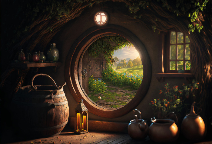 Fabric Photography Background Hobbit House / Backdrop 2619