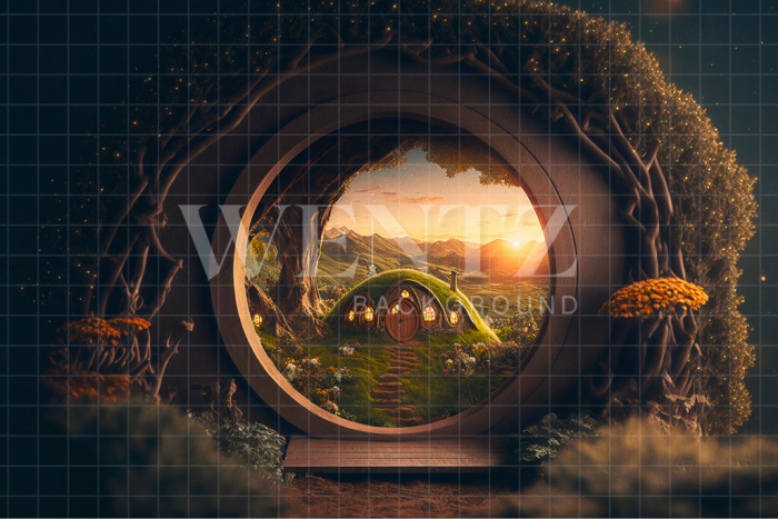 Fabric Photography Background Hobbit Village / Backdrop 2620