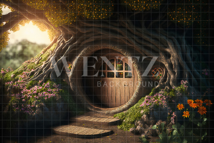 Fabric Photography Background Tree House / Backdrop 2622