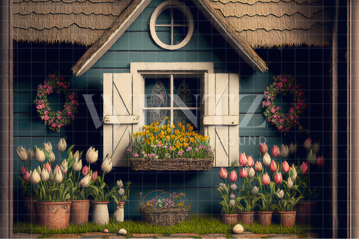 Fabric Photography Background Cabin with White Window / Backdrop 2637