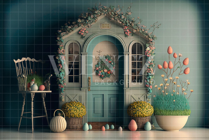 Fabric Photography Background Easter Bunny House / Backdrop 2638