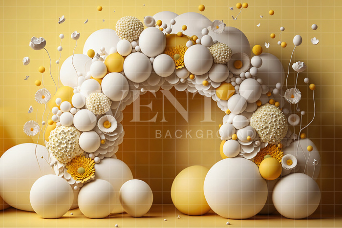 Fabric Photography Background Cake Smash Yellow and White / Backdrop 2640
