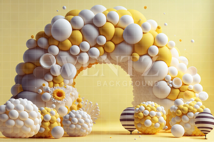 Fabric Photography Background Cake Smash White and Yellow / Backdrop 2641