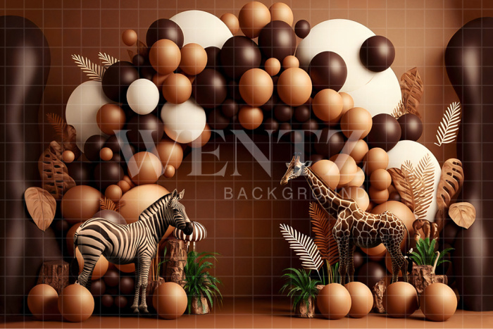 Fabric Photography Background Cake Smash Giraffes / Backdrop 2643