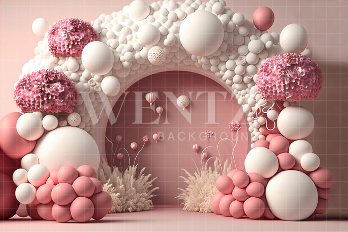 Fabric Photography Background Cake Smash Pink and White / Backdrop 2644