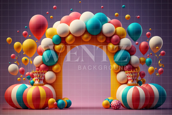 Fabric Photography Background Cake Smash Circus with Balloons / Backdrop 2670