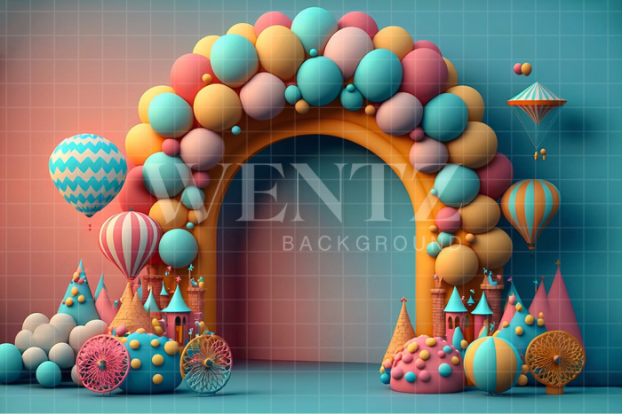 Fabric Photography Background Cake Smash Colorful Circus / Backdrop 2673