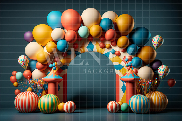 Fabric Photography Background Cake Smash Circus with Toys / Backdrop 2680