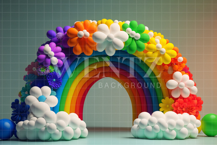 Fabric Photography Background Cake Smash Flower Rainbow / Backdrop 2683