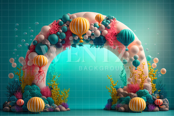 Fabric Photography Background Cake Smash Colorful Corals / Backdrop 2685