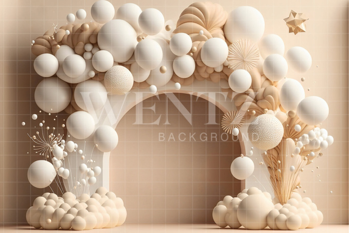 Fabric Photography Background Cake Smash White and Beige / Backdrop 2688