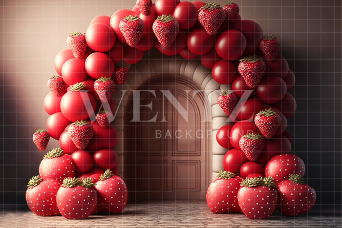 Fabric Photography Background Cake Smash Strawberries / Backdrop 2691