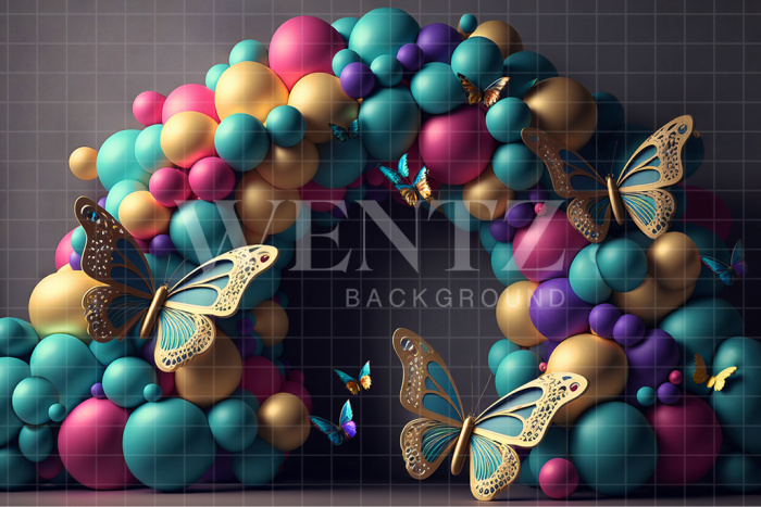 Fabric Photography Background Cake Smash Butterflies / Backdrop 2692