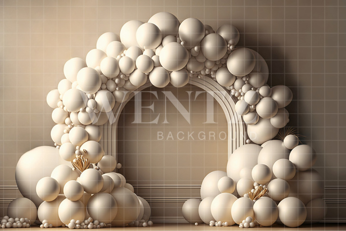 Fabric Photography Background Cake Smash Arch with White Balloons / Backdrop 2694