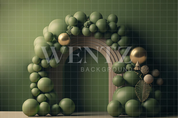 Fabric Photography Background Cake Smash Sea Green and Golden / Backdrop 2696