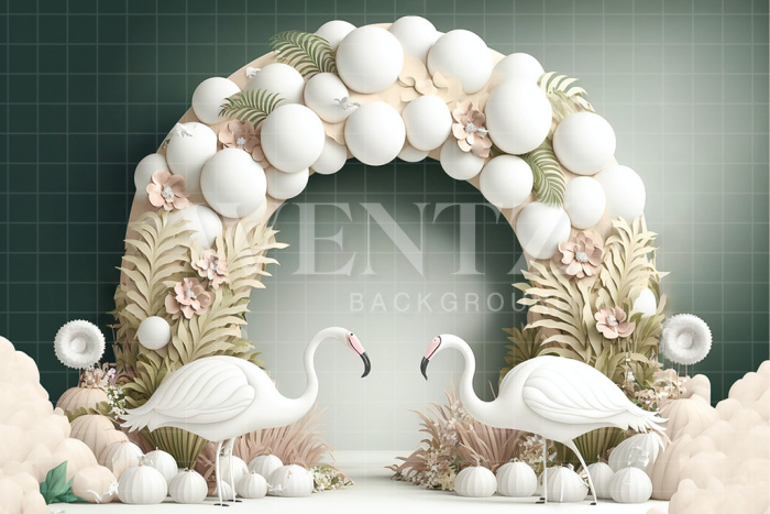Fabric Photography Background Cake Smash Flamingos / Backdrop 2697