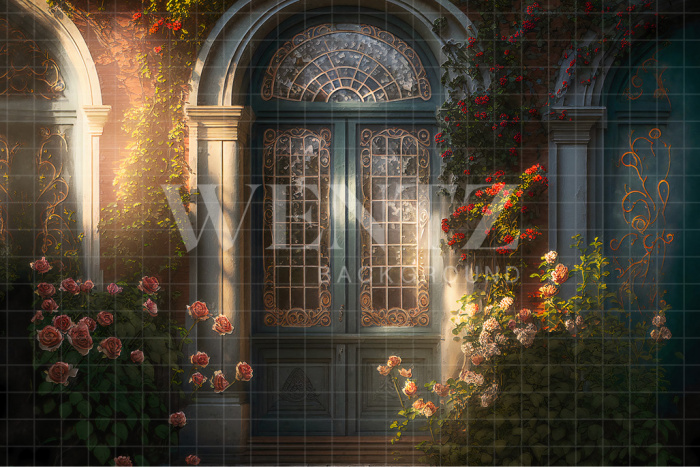 Fabric Photography Background Garden's Door Mother's Day Scenery / Backdrop 2712