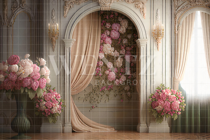 Fabric Photography Background Mother's Day Flowery Room / Backdrop 2717