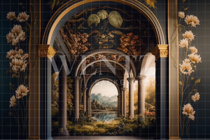 Fabric Photography Background Flowery Path / Backdrop 2729