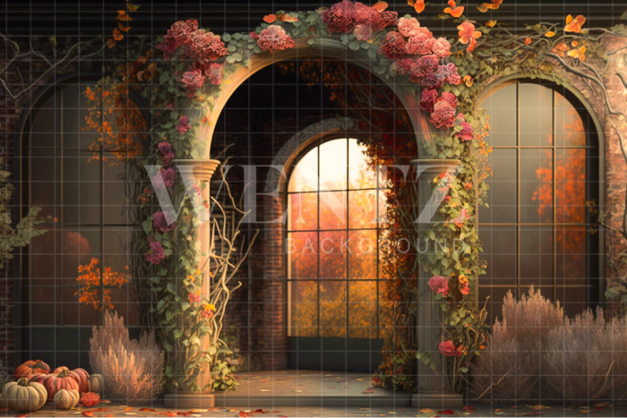 Fabric Photography Background Entrance with Floral Arch / Backdrop 2740
