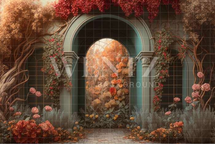 Fabric Photography Background Entrance to the Flower Garden / Backdrop 2744