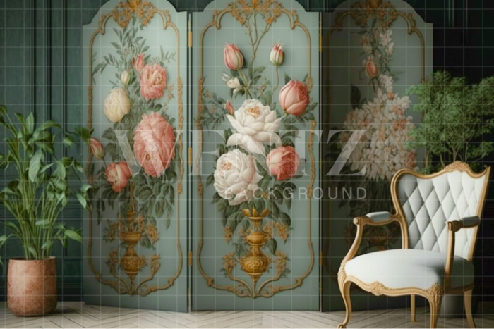 Fabric Photography Background Mother's Day Floral Dressing Room / Backdrop 2756