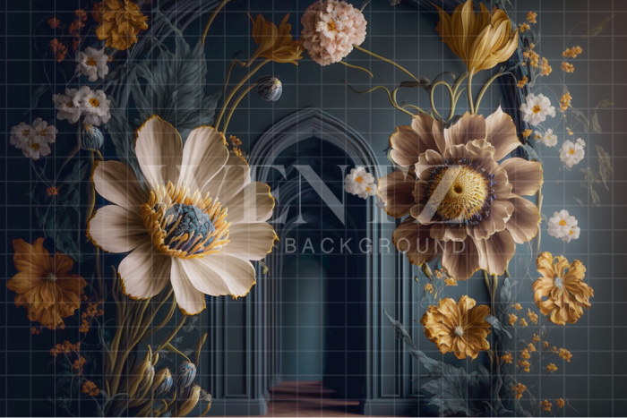 Fabric Photography Background Scenery Arch with Flowers / Backdrop 2767