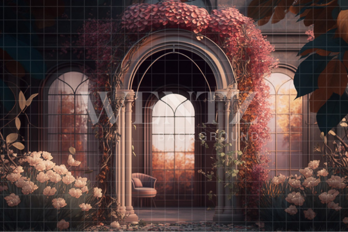 Fabric Photography Background Mother's Day Scenery with Couch and Garden / Backdrop 2775