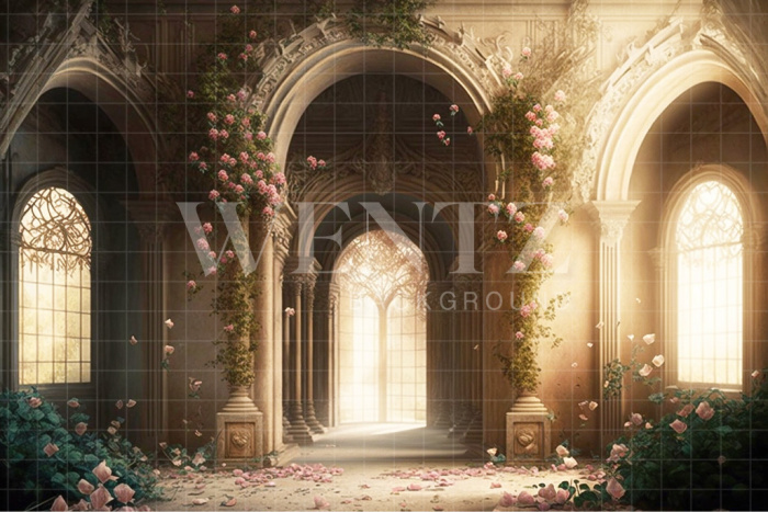 Fabric Photography Background Mother's Day Golden Garden / Backdrop 2776