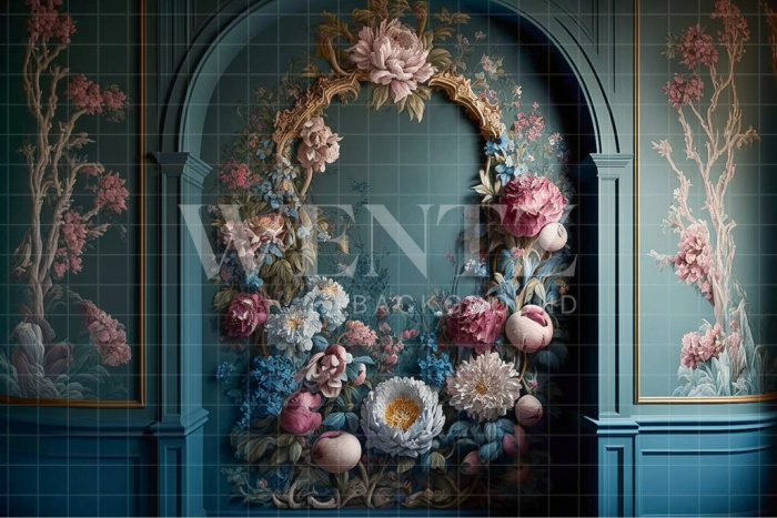 Fabric Photography Background Scenery Arch with Flowers / Backdrop 2778