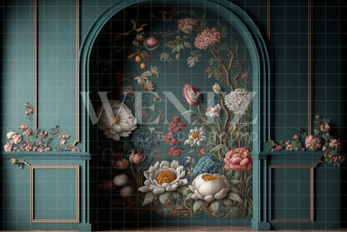 Fabric Photography Background Scenery Arch with Flowers / Backdrop 2779