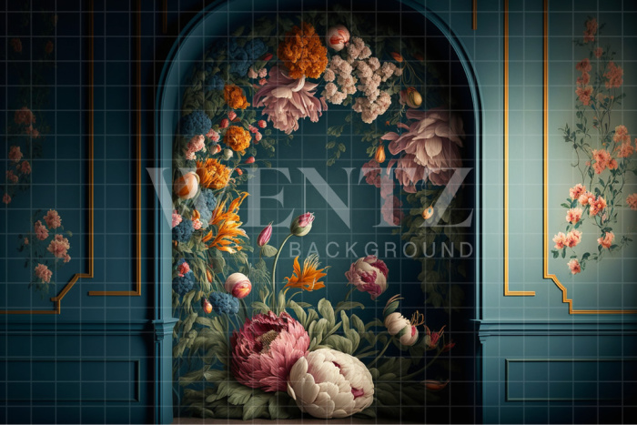 Fabric Photography Background Scenery Arch with Flowers / Backdrop 2783