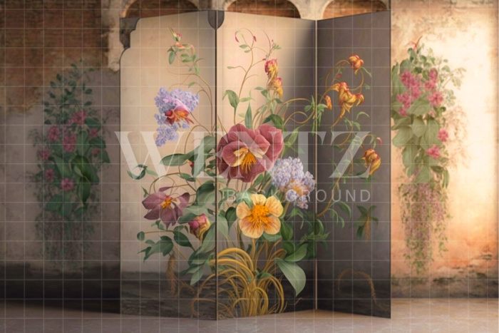 Fabric Photography Background Floral Dressing Screen / Backdrop 2807