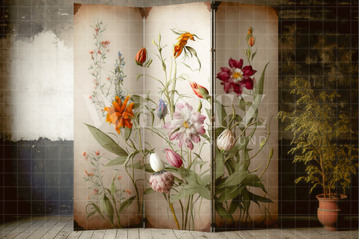 Fabric Photography Background Mother's Day Dressing Screen with Flowers / Backdrop 2808